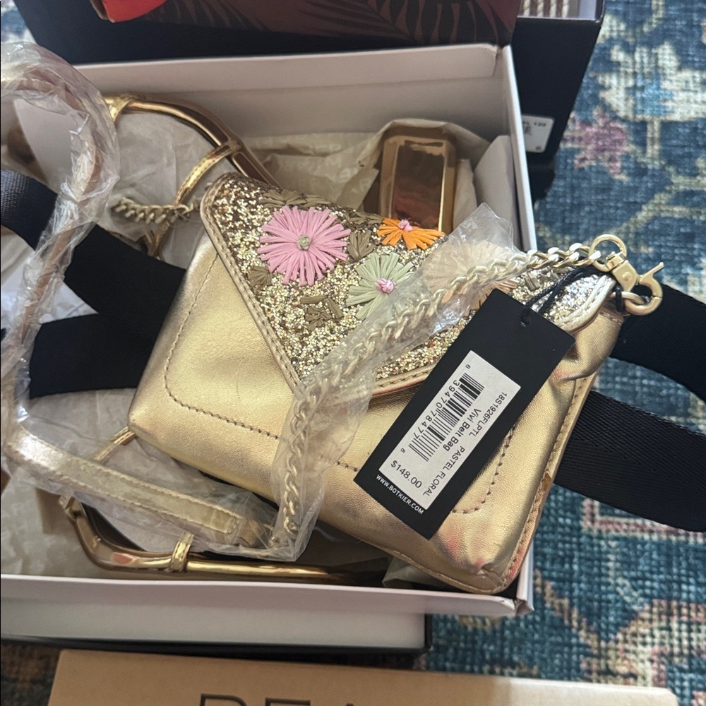 *NEW* BOTKIER VIVI CONVERTIBLE BELT BAG GOLD PASTEL FLORAL PURSE - Picture 5 of 9